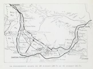 La progression alliée du 20 au 25 juillet 1918© BNF Gallica