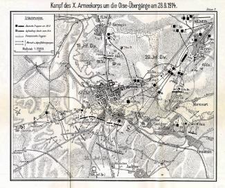 Plan de l'attaque de Guise du 28 août 1914