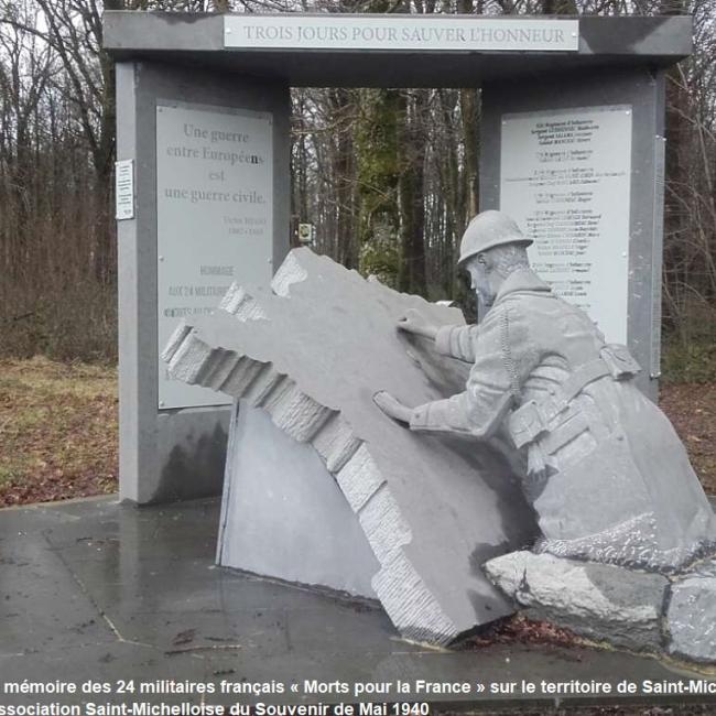 Le monument de l’Etoile à la mémoire des 24 militaires français « Morts pour la France » sur le territoire de Saint-Michel au cours des combats des 16, 17 et 18 mai 1940 ©Association Saint-Michelloise du Souvenir de Mai 1940