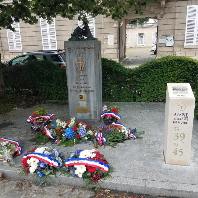 Inauguration borne Aisne Terre de Mémoire à Soissons le 27 mai 2024