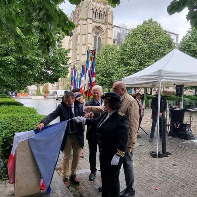 Inauguration borne Aisne Terre de Mémoire à Soissons le 27 mai 2024