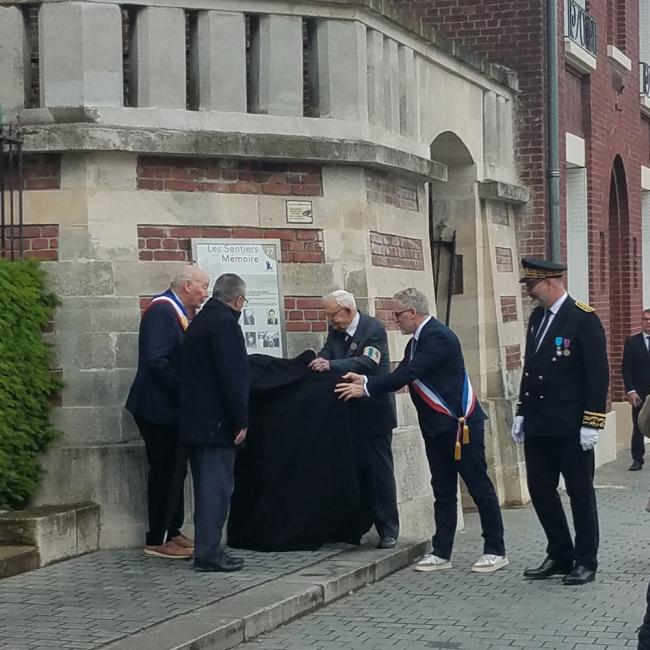 Inauguration borne Aisne Terre de Mémoire à Chauny le 27 mai 2024