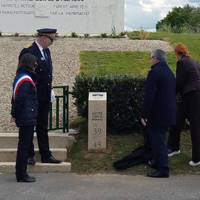 Inauguration borne Aisne Terre de Mémoire à Villers-sur-Fère le 28 avril 2024