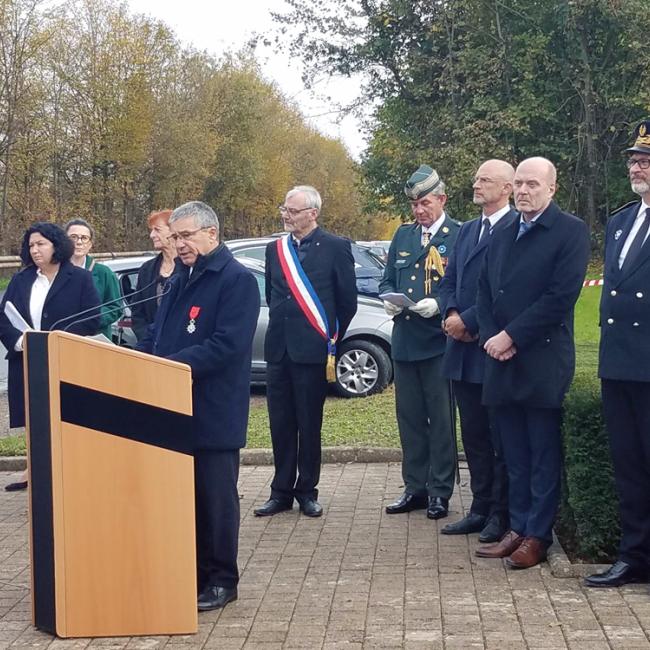 Inauguration borne Aisne Terre de Mémoire à Braine le 11 novembre 2024
