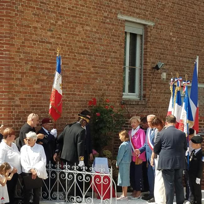 Inauguration borne Aisne Terre de Mémoire à Fontaine-Notre-Dame le 25 août 2024