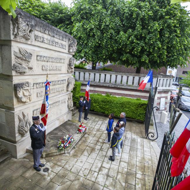 Inauguration borne Aisne Terre de Mémoire à Chauny le 27 mai 2024