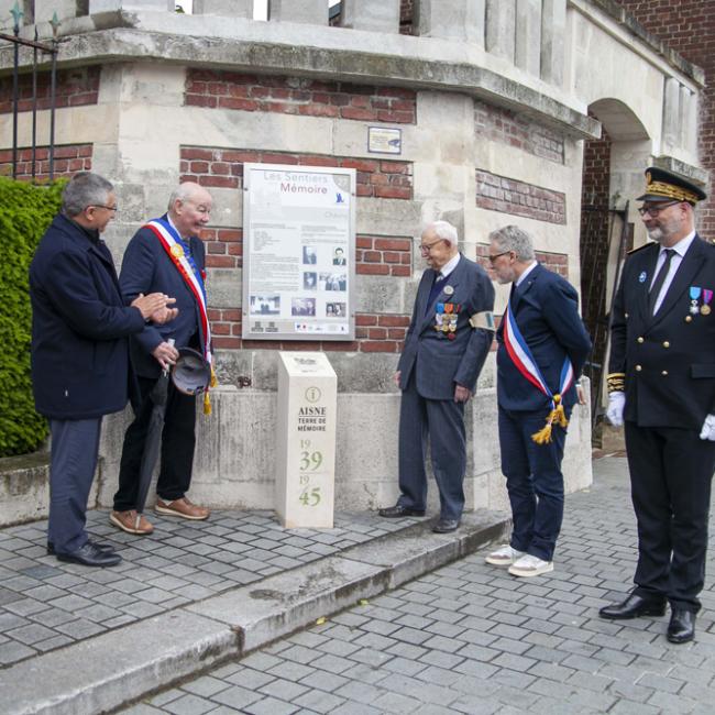 Inauguration borne Aisne Terre de Mémoire à Chauny le 27 mai 2024