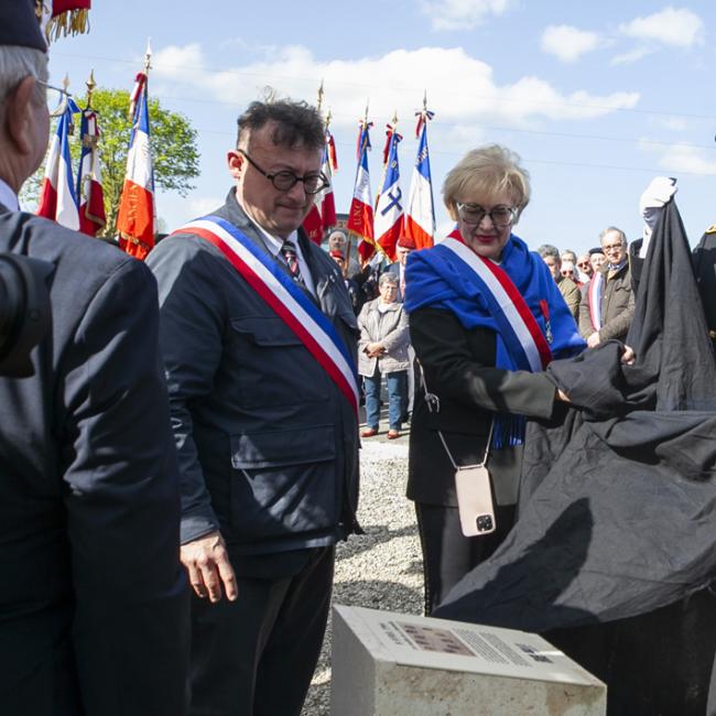 Inauguration borne Aisne Terre de Mémoire à Saint-Quentin le 8 avril 2024