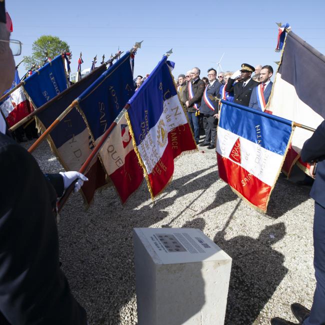 Inauguration borne Aisne Terre de Mémoire à Saint-Quentin le 8 avril 2024