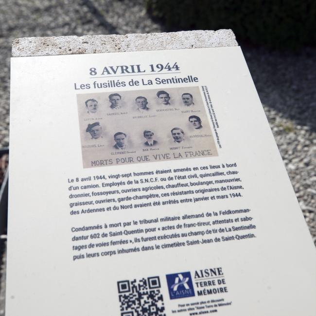 Inauguration borne Aisne Terre de Mémoire à Saint-Quentin le 8 avril 2024