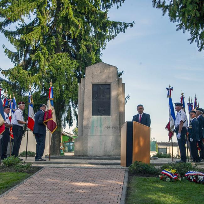 Inauguration borne Aisne Terre de Mémoire à Gauchy le 4 septembre 2023