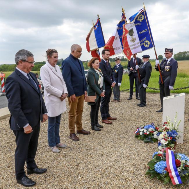 Inauguration borne Aisne Terre de Mémoire à Dhuys-et-Morin-en-Brie le 23 mai 2023
