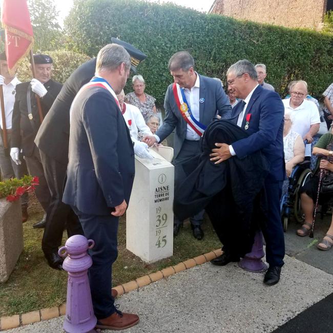 Inauguration borne Aisne Terre de Mémoire à Etreux le 2 septembre 2024