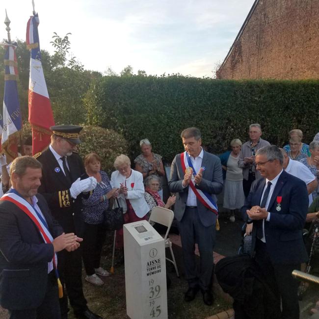 Inauguration borne Aisne Terre de Mémoire à Etreux le 2 septembre 2024