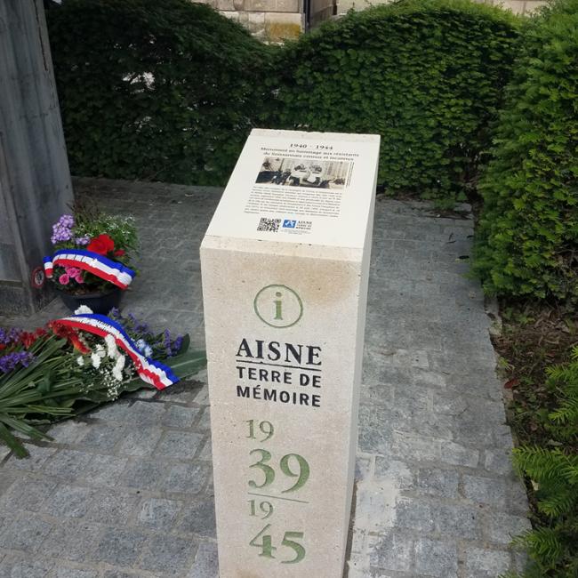 Inauguration borne Aisne Terre de Mémoire à Soissons le 27 mai 2024