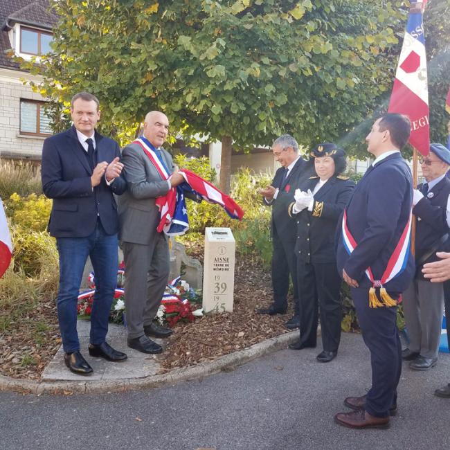 Inauguration borne Aisne Terre de Mémoire à Soissons le 20 septembre 2024