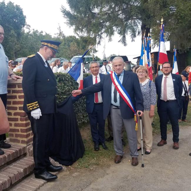 Inauguration borne Aisne Terre de Mémoire à Plomion le 25 août 2025