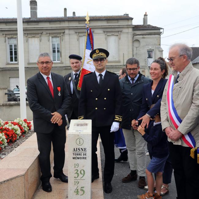 Inauguration borne Aisne Terre de Mémoire à Neufchâtel-sur-Aisne le 29 août 2025
