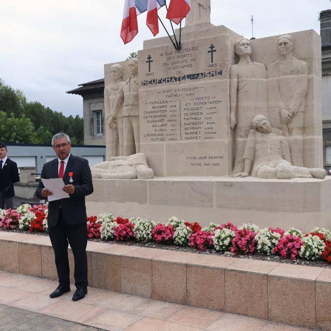 Inauguration borne Aisne Terre de Mémoire à Neufchâtel-sur-Aisne le 29 août 2025