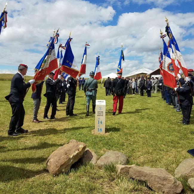 Inauguration borne Aisne Terre de Mémoire à Ribemont le 14 juin 2024