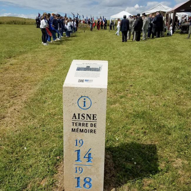 Inauguration borne Aisne Terre de Mémoire à Ribemont le 14 juin 2024