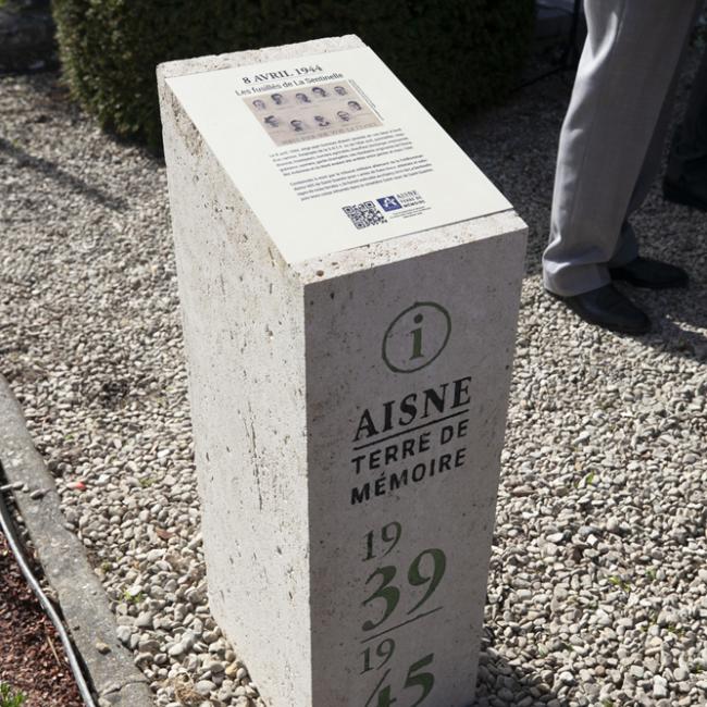 Inauguration borne Aisne Terre de Mémoire à Saint-Quentin le 8 avril 2024